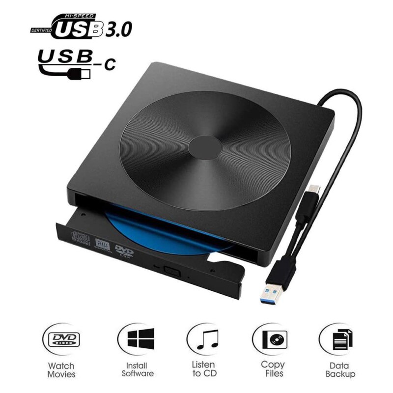 Lecteur DVD externe USB 3.0 lecteur CD/DVD +/-RW/lecteur DVD Portable pour ordinateur Portable graveur CD ROM Compatible lecteur CD USB lecteurs vidéo