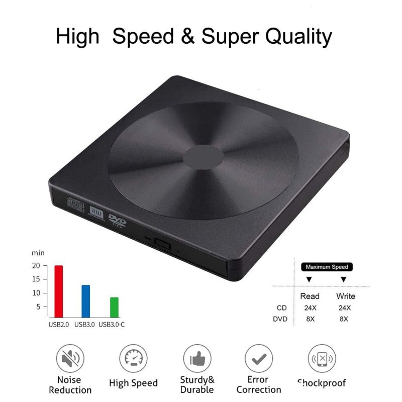 Lecteur DVD externe USB 3.0 lecteur CD/DVD +/-RW/lecteur DVD Portable pour ordinateur Portable graveur CD ROM Compatible lecteur CD USB lecteurs vidéo