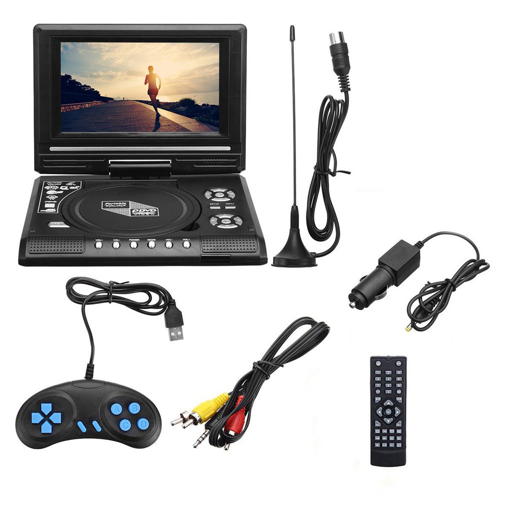 7.8 pouces Portable HD TV maison voiture lecteur DVD VCD CD MP3 lecteur DVD USB SD cartes RCA TV Portable câble jeu 16:9 rotation écran LCD 7.8 pouces Portable HD TV maison voiture lecteur DVD VCD CD MP3 lecteur DVD USB SD cartes RCA TV Portable câble jeu 16:9 rotation écran LCD