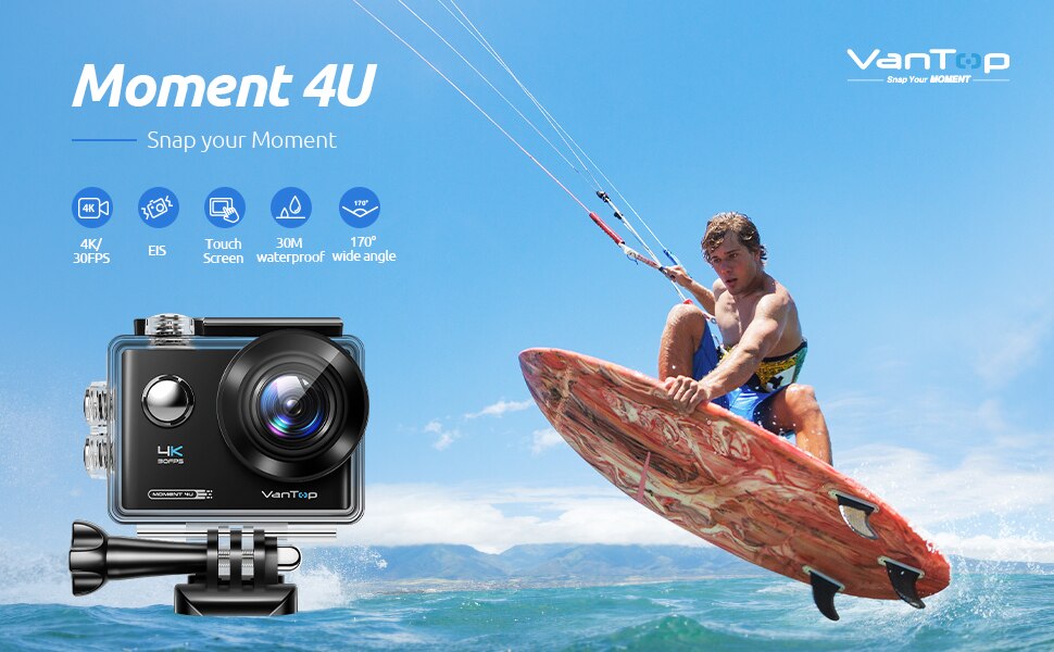Caméra d'action VanTop Moment D4UQ 4K caméra étanche sous-marine 20MP avec écran tactile Wifi télécommande sans fil caméra grand Angle 170 °