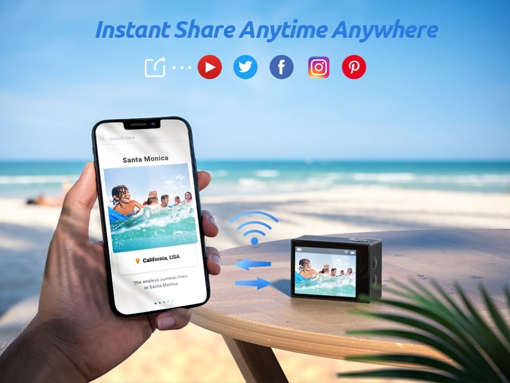 Caméra d'action VanTop Moment D4UQ 4K caméra étanche sous-marine 20MP avec écran tactile Wifi télécommande sans fil caméra grand Angle 170 °