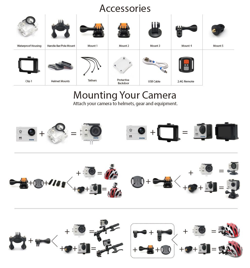 Nouveauté! Original Eken H9R / H9 Ultra HD 4K caméra d'action 30m étanche 2.0 'écran 1080p sport caméra aller extrême pro cam Nouveauté! Original Eken H9R / H9 Ultra HD 4K caméra d'action 30m étanche 2.0 'écran 1080p sport caméra aller extrême pro cam