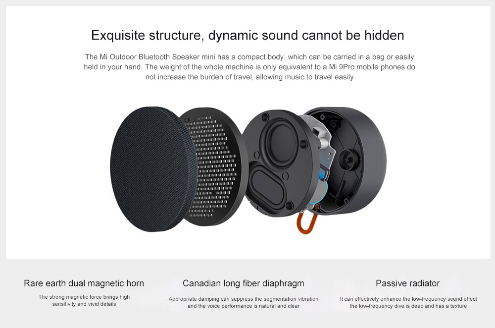 Xiaomi Mi portable bluetooth 5.0 haut-parleur étanche à la poussière étanche 10 heures d'autonomie en plein air haut-parleur sans fil