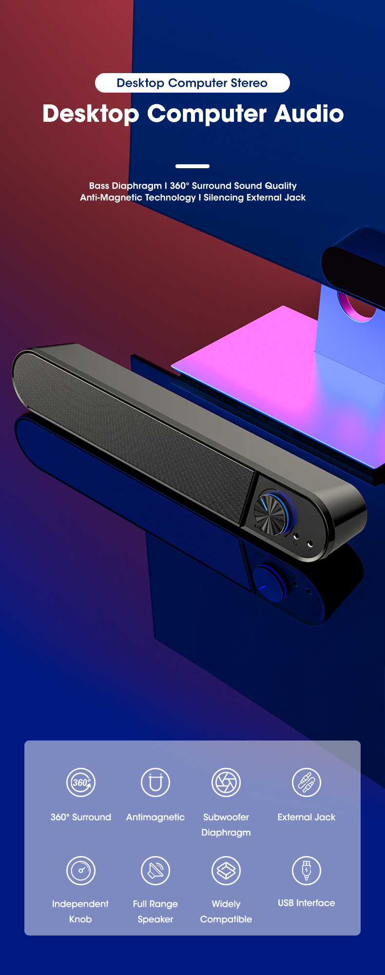 Barre de haut-parleur pour ordinateur Barre de haut-parleur pour ordinateur