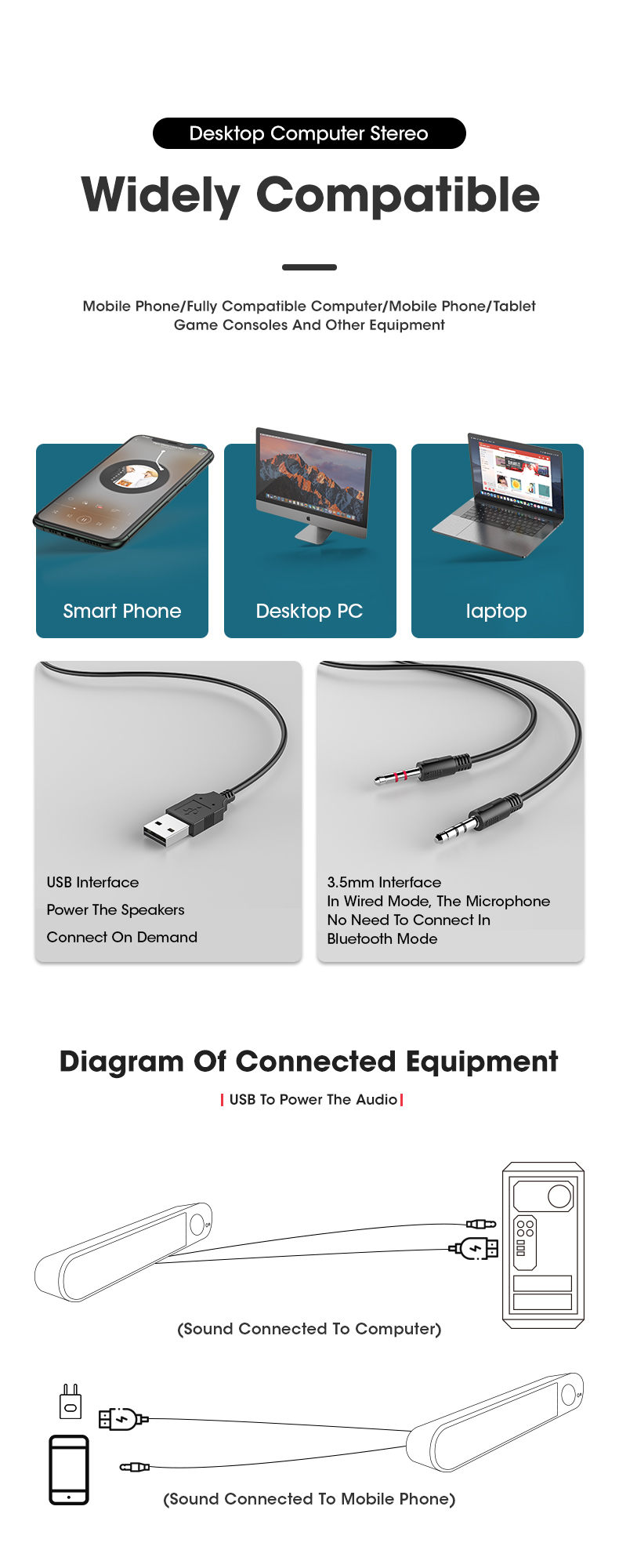 Barre de haut-parleur pour ordinateur Barre de haut-parleur pour ordinateur