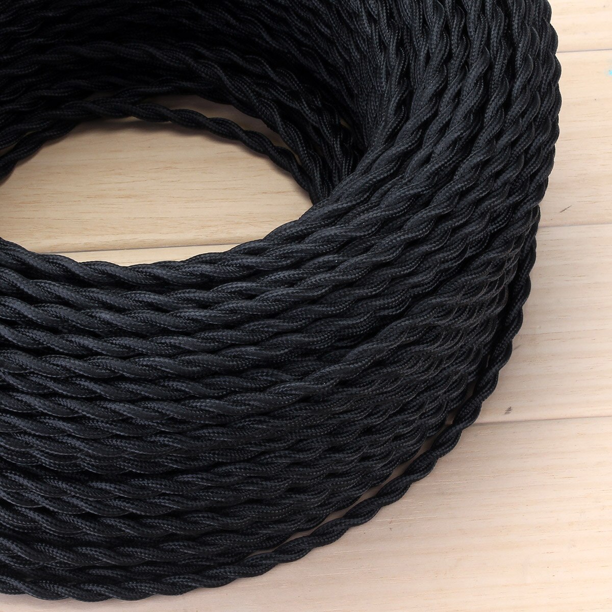 Câble électrique torsadé noir en tissu torsadé Vintage, fil de 5, 10 ou 20 mètres à 2 cœurs, cordon Flexible en soie tissée