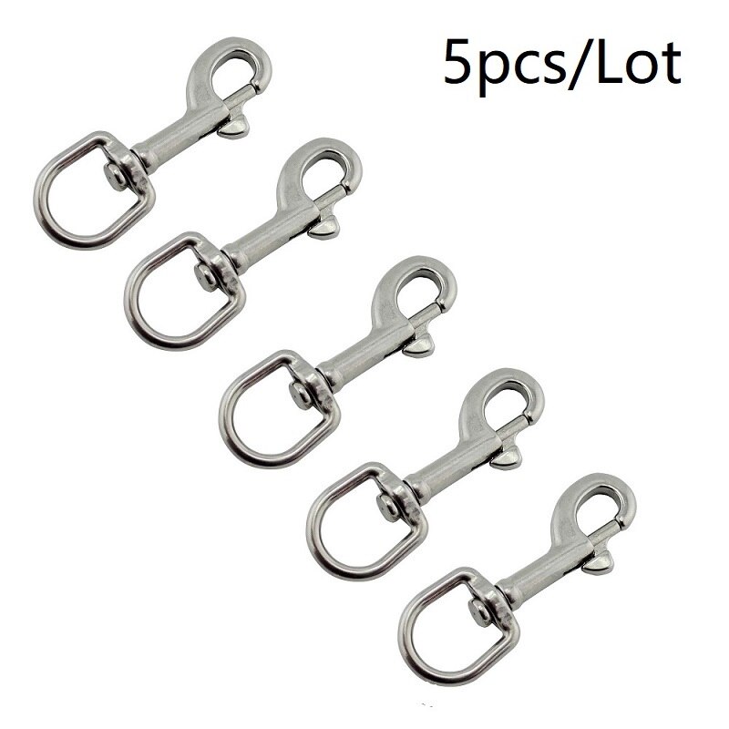Crochet à pression ovale en acier inoxydable 316, 5 pièces, qualité Marine, à une extrémité pivotante, 65mm 72mm 82mm 91mm pour laisse de chien, plongée sous-Marine