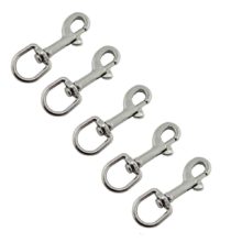 Crochet à pression ovale en acier inoxydable 316, 5 pièces, qualité Marine, à une extrémité pivotante, 65mm 72mm 82mm 91mm pour laisse de chien, plongée sous-Marine