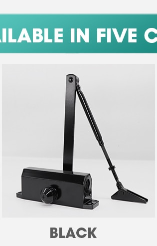 Fermeture de porte hydraulique en alliage d'aluminium, couleur noire, 40kg-65kg, fermeture automatique silencieuse, ignifuge, fermeture de porte hydraulique, vitesse réglable