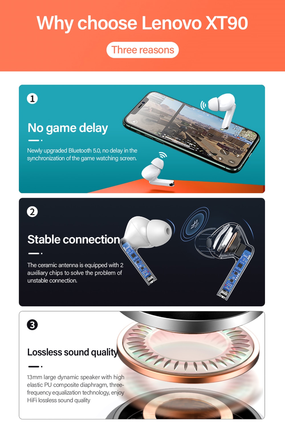 Lenovo XT90 casque sans fil stéréo HD parlant avec micro casque tactile contrôle écouteurs auriculares bluetooth 5.0 300mAh Lenovo XT90 casque sans fil stéréo HD parlant avec micro casque tactile contrôle écouteurs auriculares bluetooth 5.0 300mAh