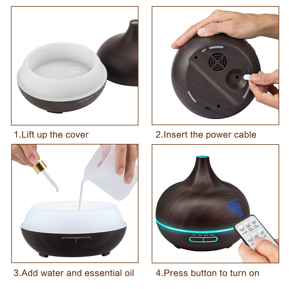 Fabricant ultrasonique électrique de brume fraîche d'aromathérapie de diffuseur d'huile essentielle d'humidificateur d'air de l'arome 550ml pour la télécommande à la maison