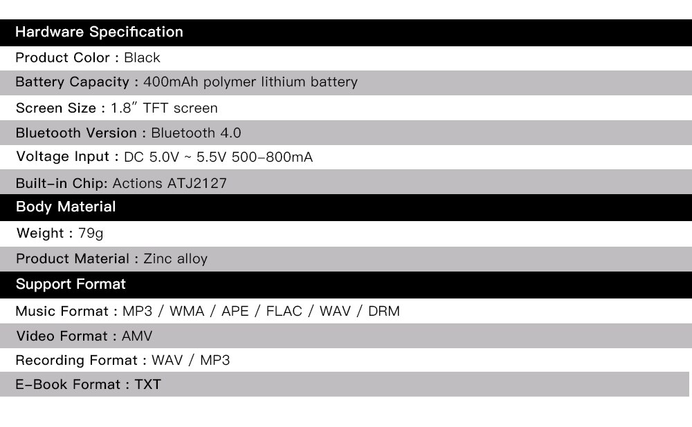 Deelife – lecteur MP3 de sport avec Bluetooth, Radio FM, pour course à pied, lecteur de musique MP 3