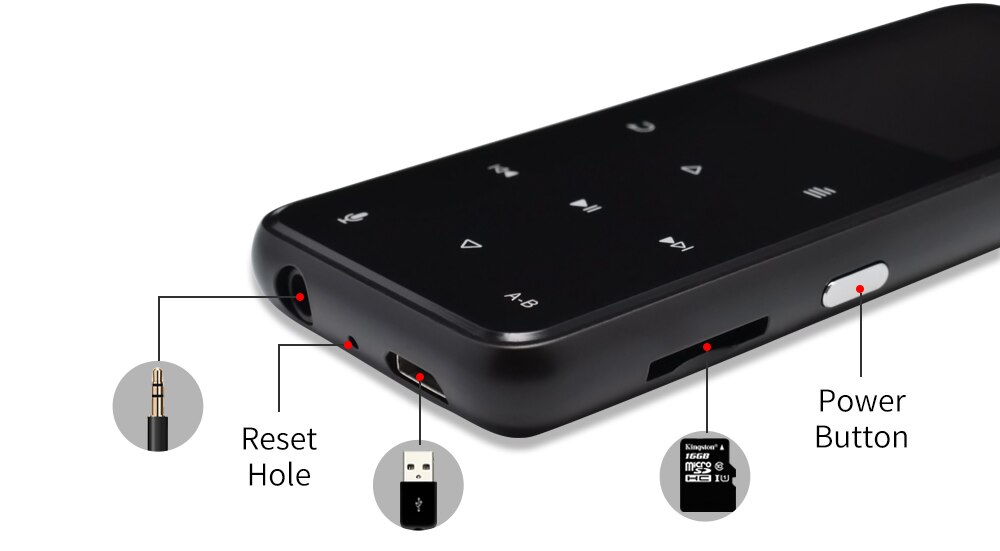 Deelife – lecteur MP3 de sport avec Bluetooth, Radio FM, pour course à pied, lecteur de musique MP 3