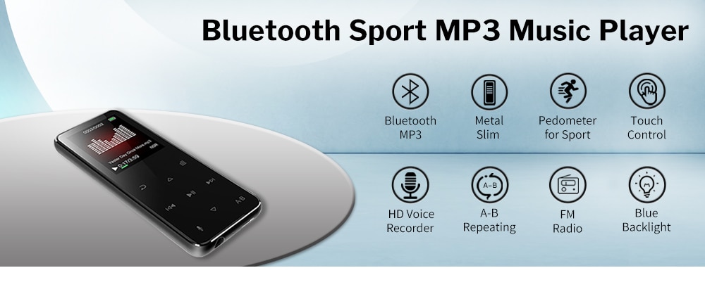 Deelife – lecteur MP3 de sport avec Bluetooth, Radio FM, pour course à pied, lecteur de musique MP 3