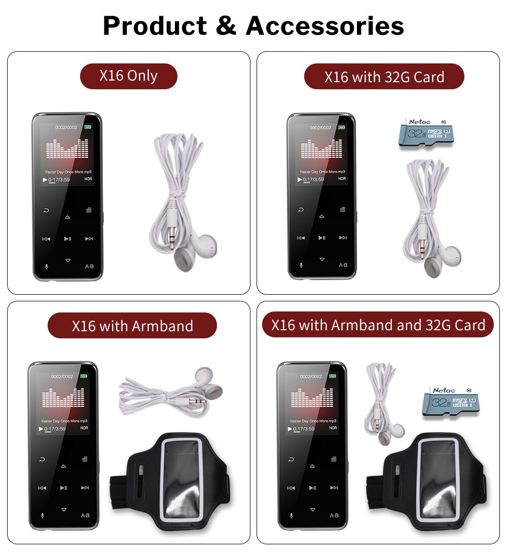 Deelife – lecteur MP3 de sport avec Bluetooth, Radio FM, pour course à pied, lecteur de musique MP 3