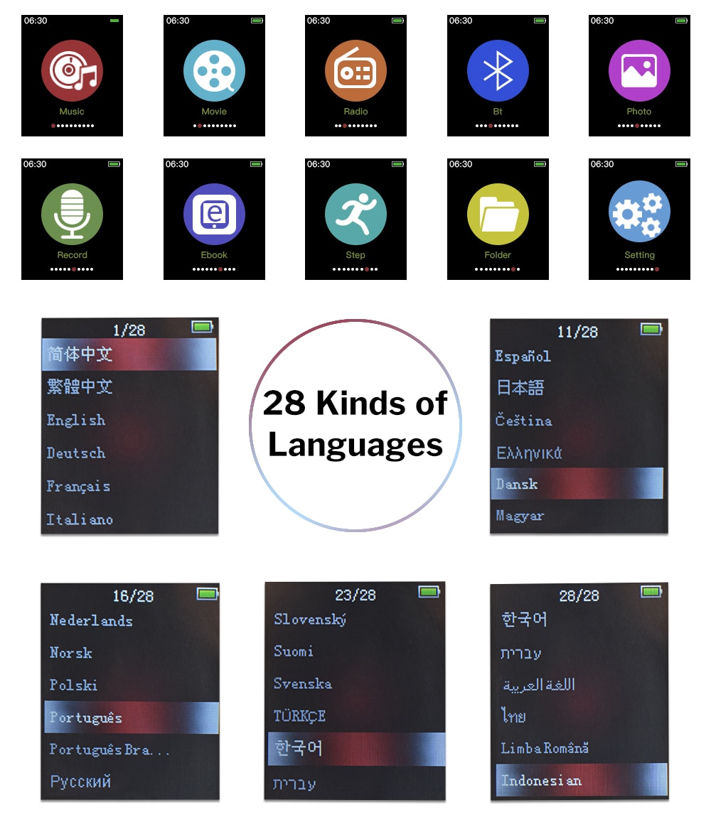 Deelife – lecteur MP3 de sport avec Bluetooth, Radio FM, pour course à pied, lecteur de musique MP 3