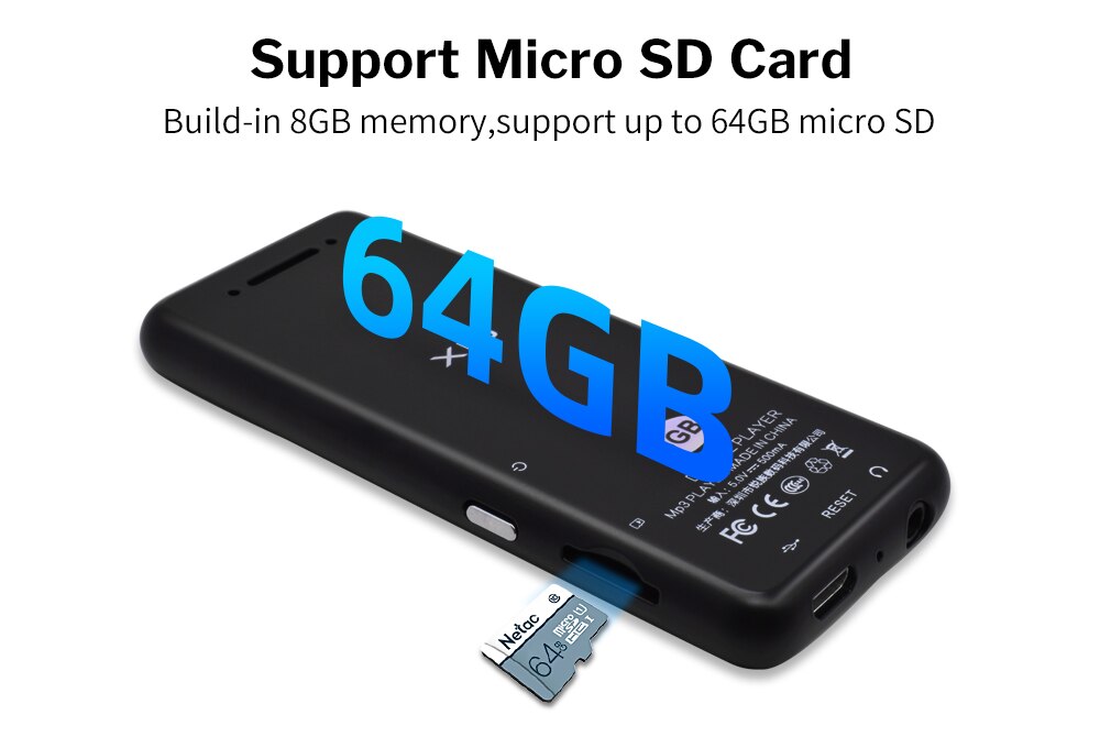 Deelife – lecteur MP3 de sport avec Bluetooth, Radio FM, pour course à pied, lecteur de musique MP 3