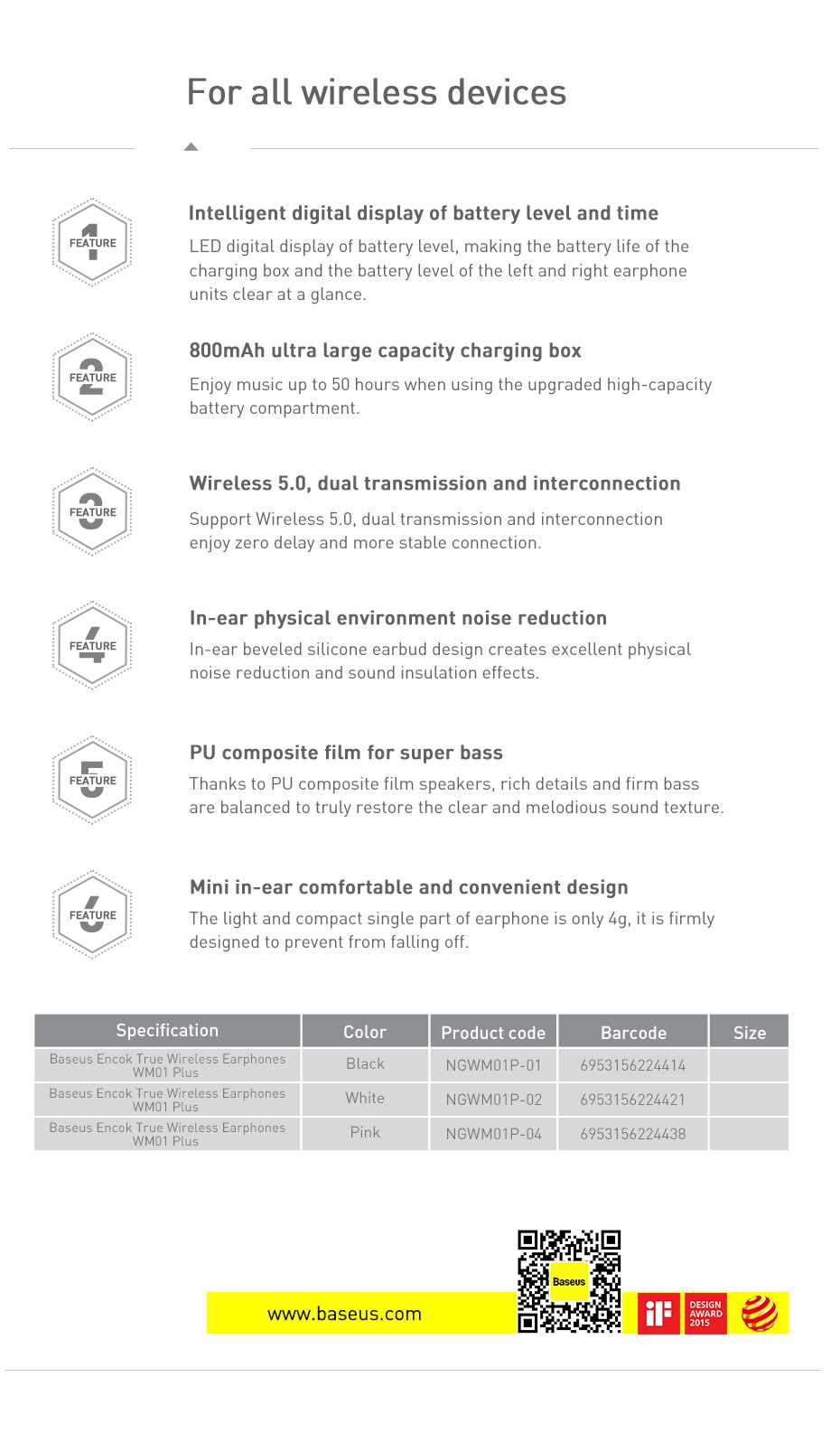 Baseus WM01 Plus TWS sans fil écouteur Bluetooth casque 5.0 véritable sans fil écouteurs dans les écouteurs pour iPhone 12 Pro Xiaomi