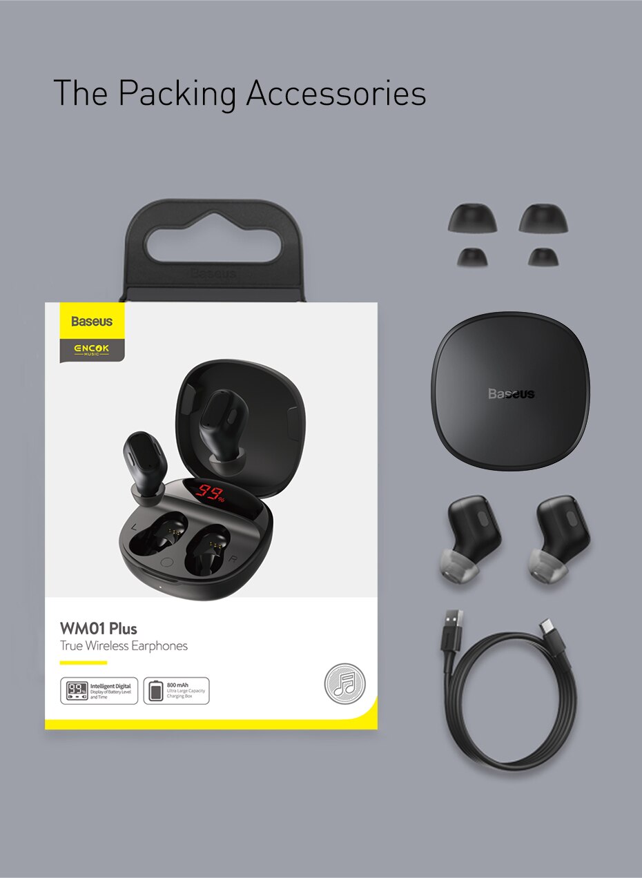 Baseus WM01 Plus TWS sans fil écouteur Bluetooth casque 5.0 véritable sans fil écouteurs dans les écouteurs pour iPhone 12 Pro Xiaomi