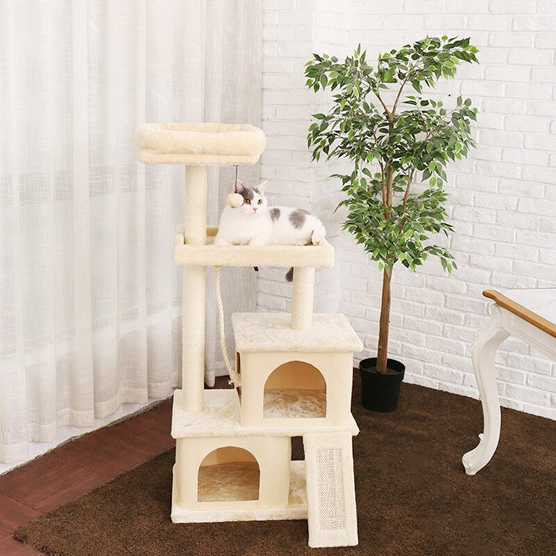 Tour condo arbre à chat de plusieurs niveaux, grattoir, maison pour animaux domestiques avec hamacs, meuble à escalader, jeux