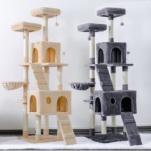 Tour condo arbre à chat de plusieurs niveaux, grattoir, maison pour animaux domestiques avec hamacs, meuble à escalader, jeux