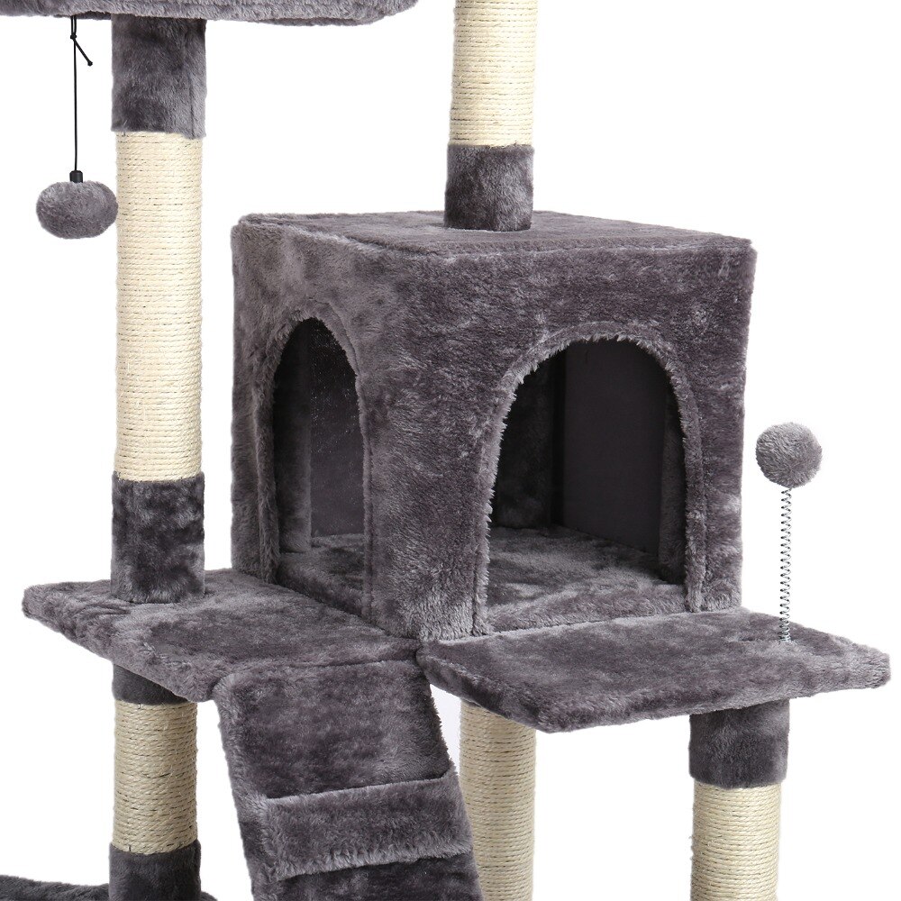 Tour condo arbre à chat de plusieurs niveaux, grattoir, maison pour animaux domestiques avec hamacs, meuble à escalader, jeux