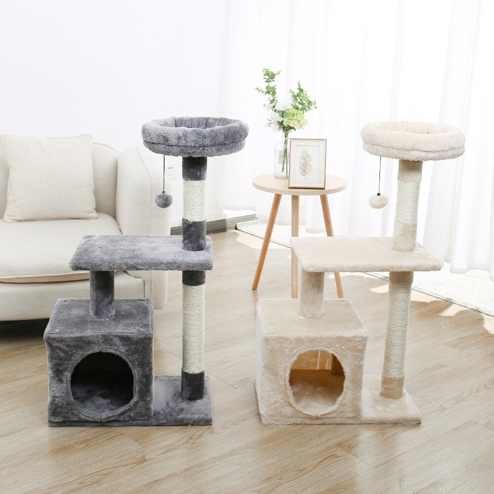 Tour condo arbre à chat de plusieurs niveaux, grattoir, maison pour animaux domestiques avec hamacs, meuble à escalader, jeux