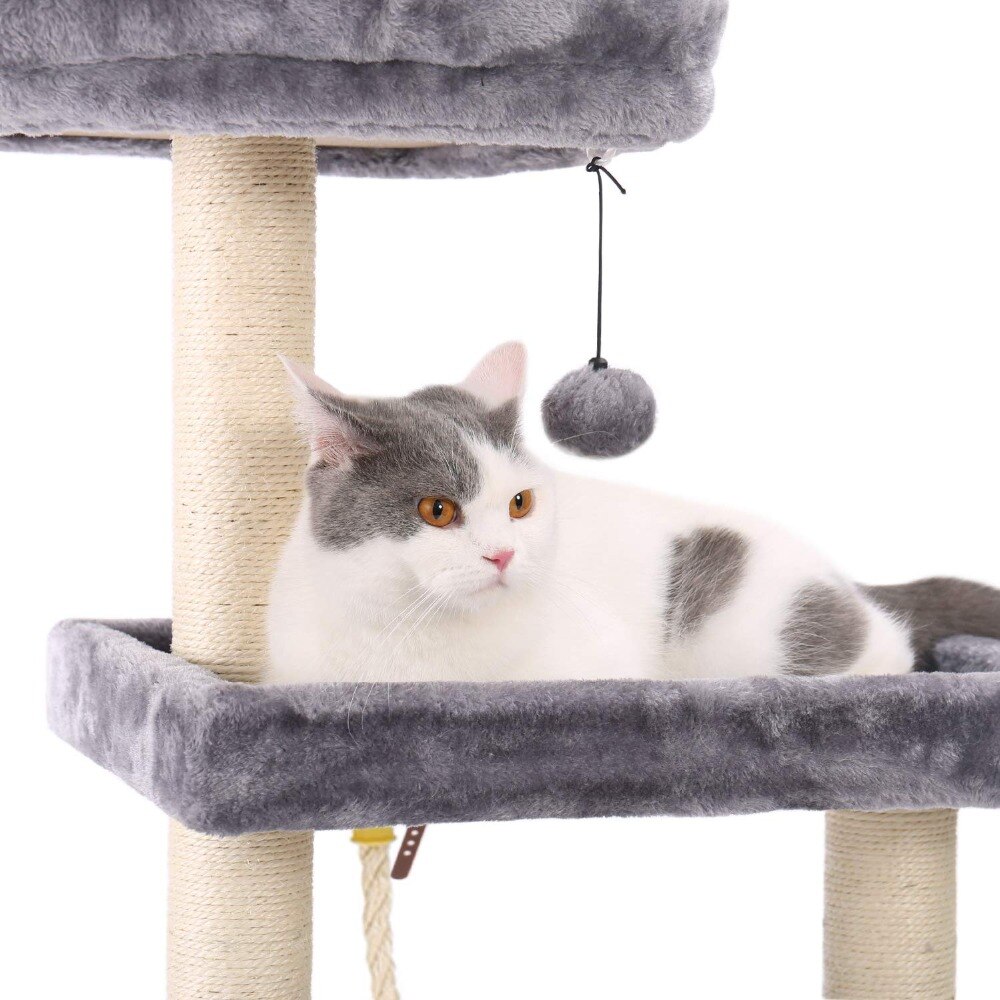 Tour condo arbre à chat de plusieurs niveaux, grattoir, maison pour animaux domestiques avec hamacs, meuble à escalader, jeux