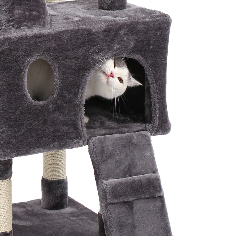 Tour condo arbre à chat de plusieurs niveaux, grattoir, maison pour animaux domestiques avec hamacs, meuble à escalader, jeux
