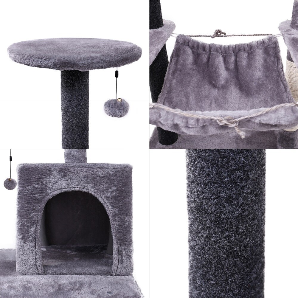 Tour condo arbre à chat de plusieurs niveaux, grattoir, maison pour animaux domestiques avec hamacs, meuble à escalader, jeux