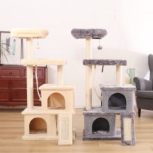 Tour condo arbre à chat de plusieurs niveaux, grattoir, maison pour animaux domestiques avec hamacs, meuble à escalader, jeux