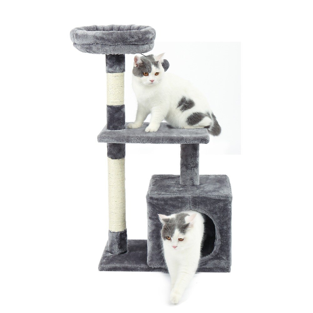 Tour condo arbre à chat de plusieurs niveaux, grattoir, maison pour animaux domestiques avec hamacs, meuble à escalader, jeux