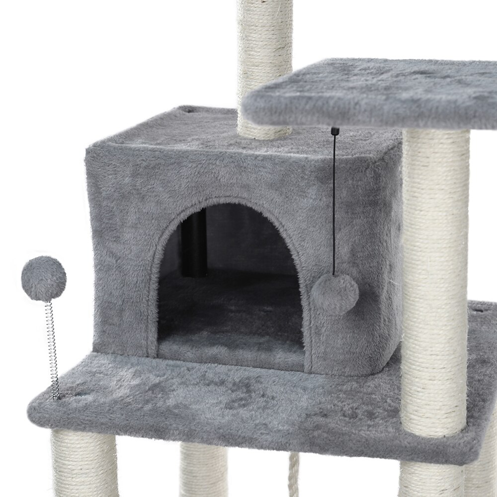 Tour condo arbre à chat de plusieurs niveaux, grattoir, maison pour animaux domestiques avec hamacs, meuble à escalader, jeux
