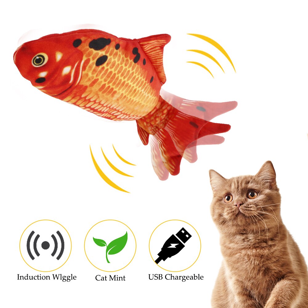 Jouet électronique en forme de poisson 3D pour chat et animal de compagnie, chargement USB, Simulation interactive, cataire herbe-aux-chats