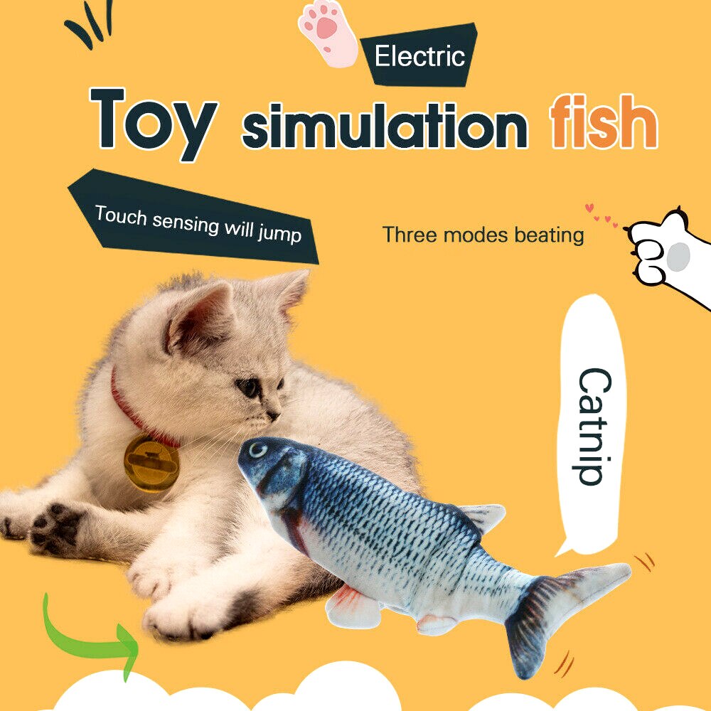 Jouet électronique en forme de poisson 3D pour chat et animal de compagnie, chargement USB, Simulation interactive, cataire herbe-aux-chats