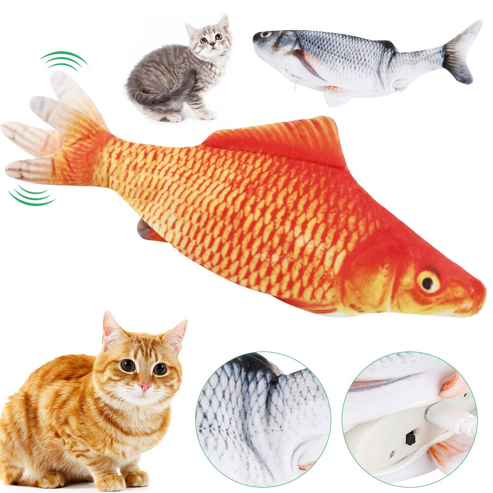 Jouet électronique en forme de poisson 3D pour chat et animal de compagnie, chargement USB, Simulation interactive, cataire herbe-aux-chats