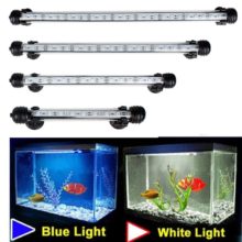 Lumières LED d’aquarium étanche Aquarium barre lumineuse bleu/blanc 19/29/39/49CM Submersible sous-marine pince lampe aquatique décor ue