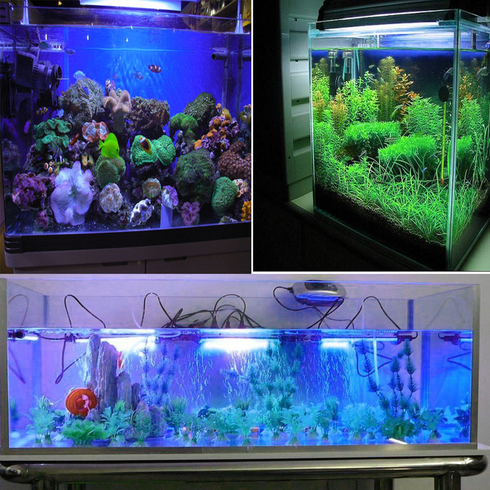 Lumières LED d'aquarium étanche Aquarium barre lumineuse bleu/blanc 19/29/39/49CM Submersible sous-marine pince lampe aquatique décor ue