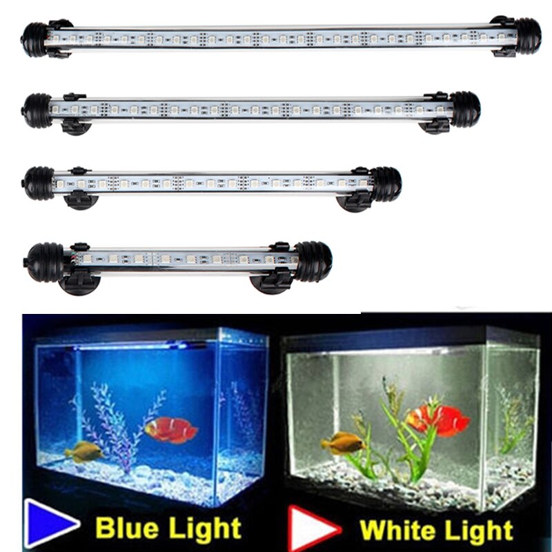 Lumières LED d'aquarium étanche Aquarium barre lumineuse bleu/blanc 19/29/39/49CM Submersible sous-marine pince lampe aquatique décor ue