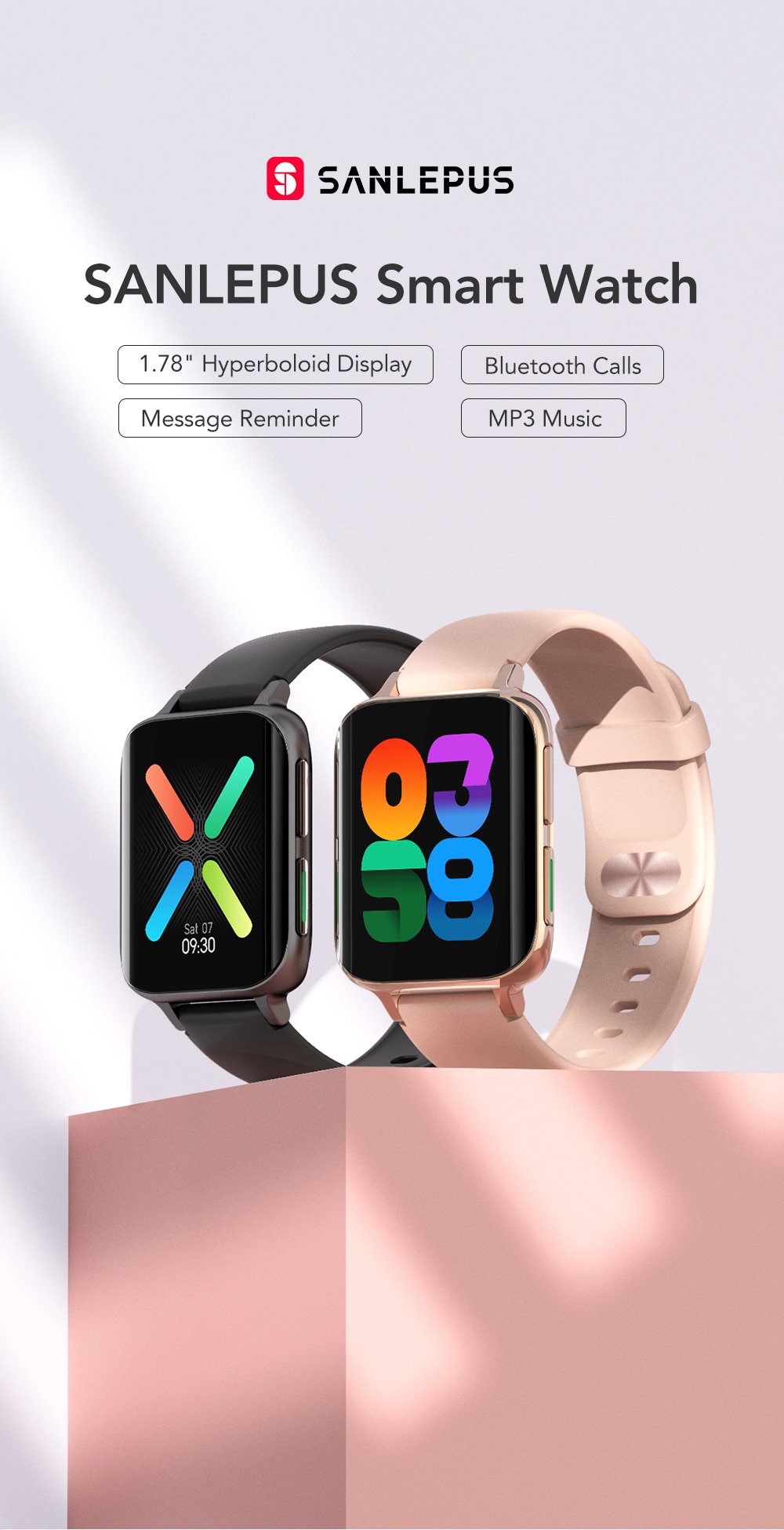 SANLEPUS – montre connectée pour hommes et femmes, avec appels Bluetooth, étanche, lecteur MP3, pour OPPO, Android, Apple, Xiaomi, Huawei, nouveau, 2021