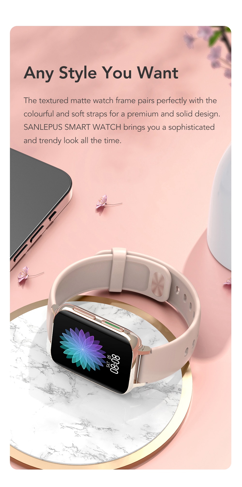 SANLEPUS – montre connectée pour hommes et femmes, avec appels Bluetooth, étanche, lecteur MP3, pour OPPO, Android, Apple, Xiaomi, Huawei, nouveau, 2021