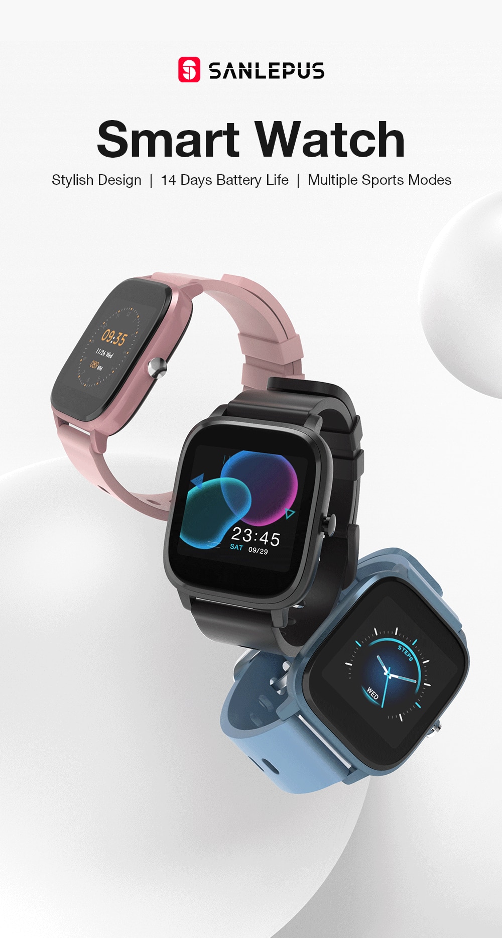 SANLEPUS – montre connectée pour hommes et femmes, Version globale, étanchéité IP67, Bracelet d'activité physique, pour Android Apple Xiaomi, nouveau, 2021