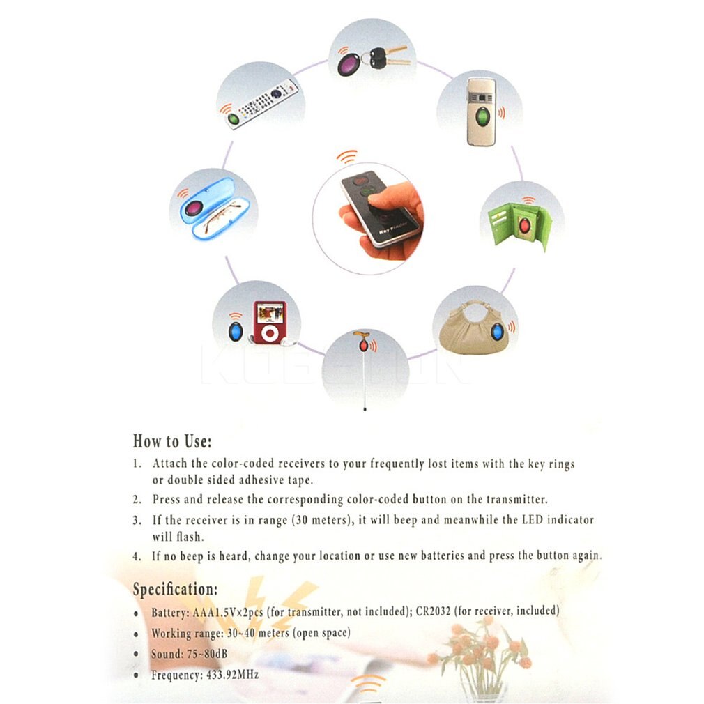 4 en 1 détecteur de clé sans fil avancé localisateur de clé à distance portefeuilles de téléphone Anti-perte avec fonction torche 4 récepteurs et 1 dock