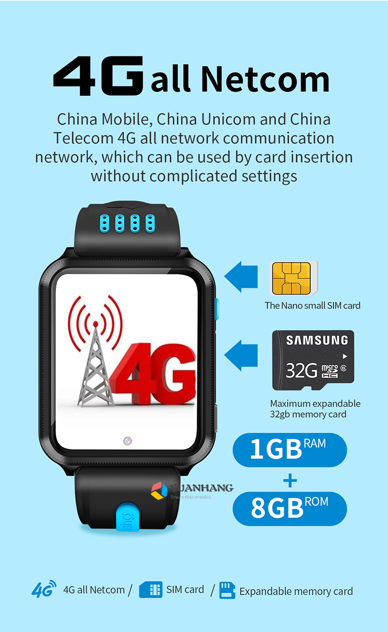 Montre connectée Android 9.0 pour enfants, avec caméra à distance, GPS, WI-FI, Google Play, Bluetooth, appel vidéo