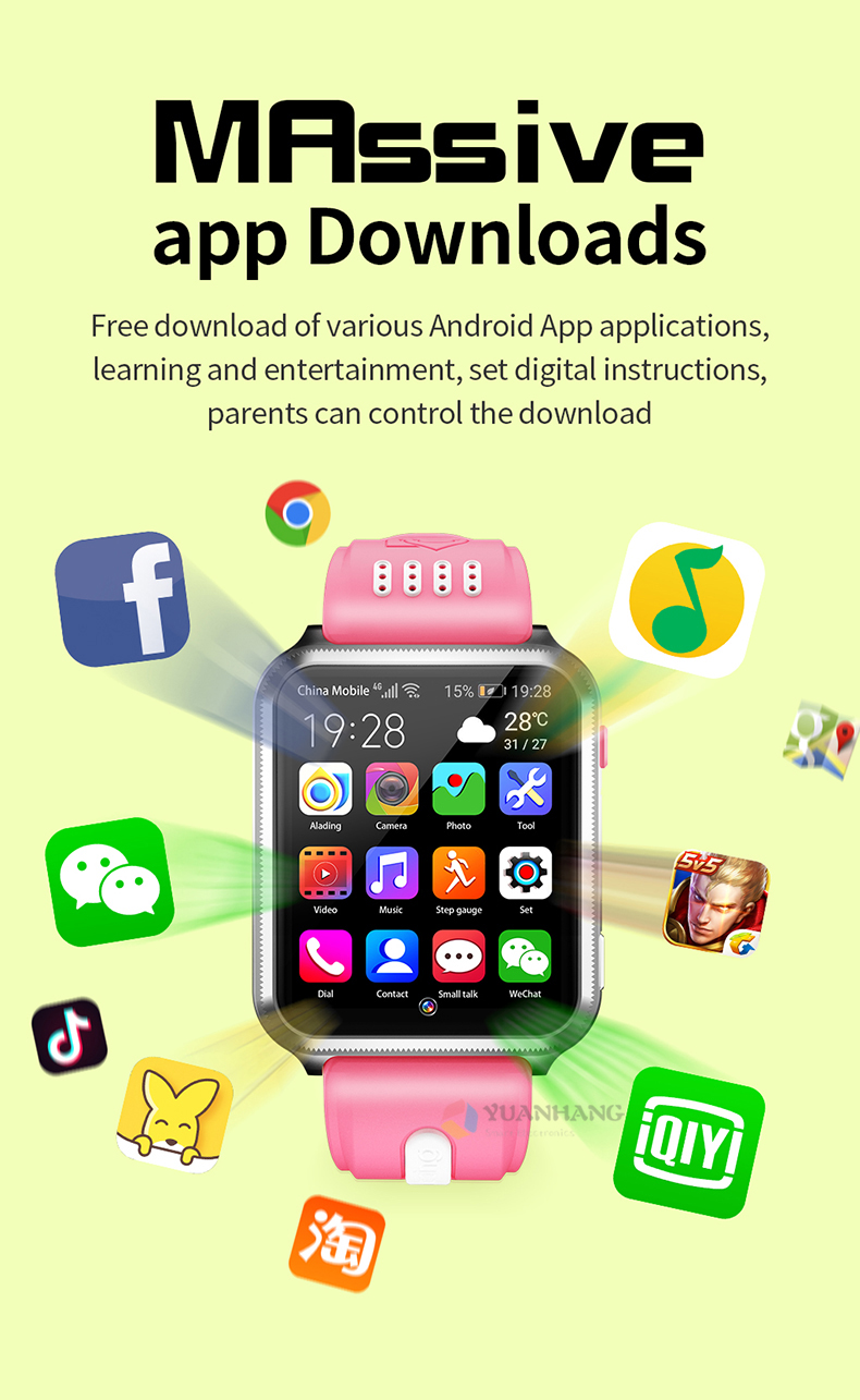 Montre connectée Android 9.0 pour enfants, avec caméra à distance, GPS, WI-FI, Google Play, Bluetooth, appel vidéo