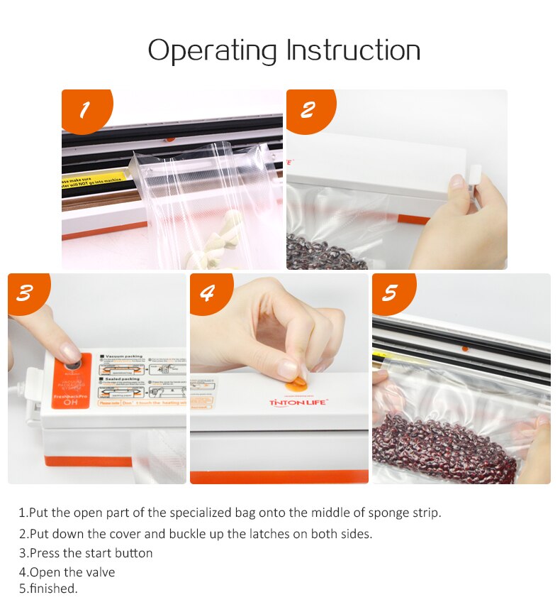 Scelleur sous vide Machine d'emballage 220V/110V ménage alimentaire scellant sous vide Film scellant sous vide emballeur y compris 15 pièces sacs