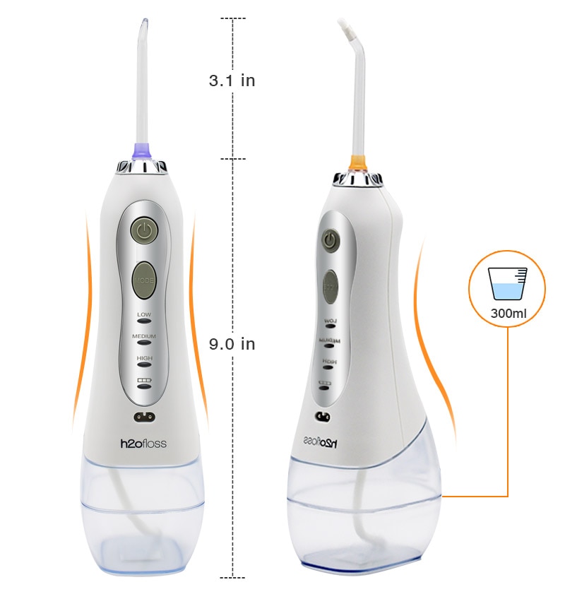H2ofloss portable oral irrigateur usb rechargeable eau flosser dentaire Jet d'eau 300ML réservoir d'eau étanche dents nettoyeur