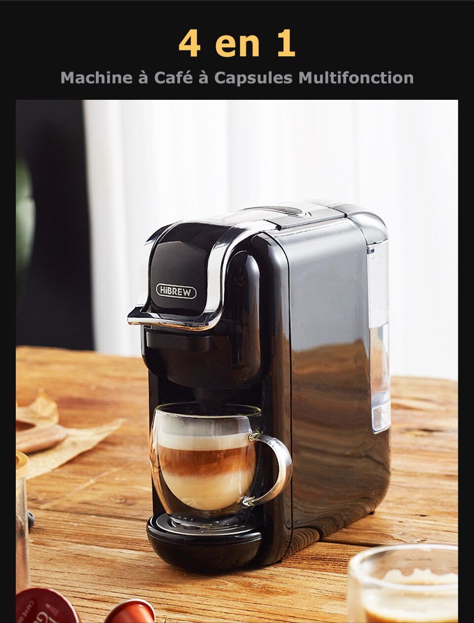 Hiinfusion 19Bar 4in1 Machine à café Expresso à capsules multiples DolceGusto Capsule de lait Nespresso ESEpod café moulu CompatibleH2