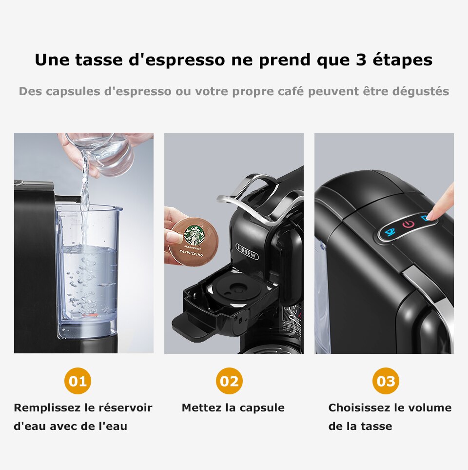 Hiinfusion 19Bar 4in1 Machine à café Expresso à capsules multiples DolceGusto Capsule de lait Nespresso ESEpod café moulu CompatibleH2
