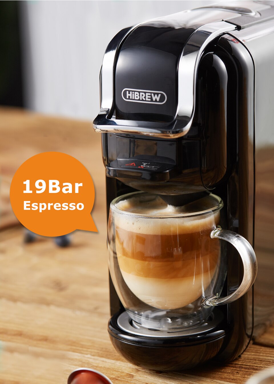 Hiinfusion 19Bar 4in1 Machine à café Expresso à capsules multiples DolceGusto Capsule de lait Nespresso ESEpod café moulu CompatibleH2